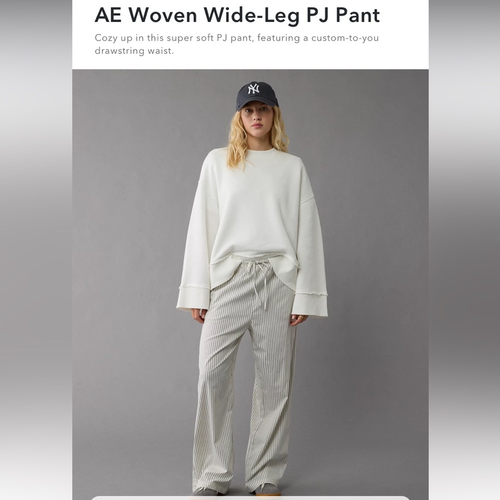 American Eagle Outfitters Woven Wide Leg PJ Pant Relaxed Fit Zara Mango Bloggers